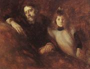 Eugene Carriere Alphonse Daudet and his Daughter Sweden oil painting reproduction